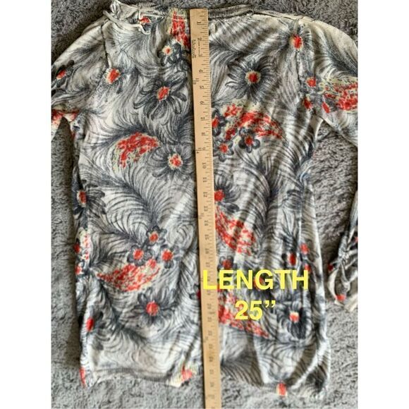 38 SPARROW ANTHROPOLOGIE gray FLORAL Pima cotton RUFFLE OPEN CARDIGAN SWEATER - Picture 7 of 10